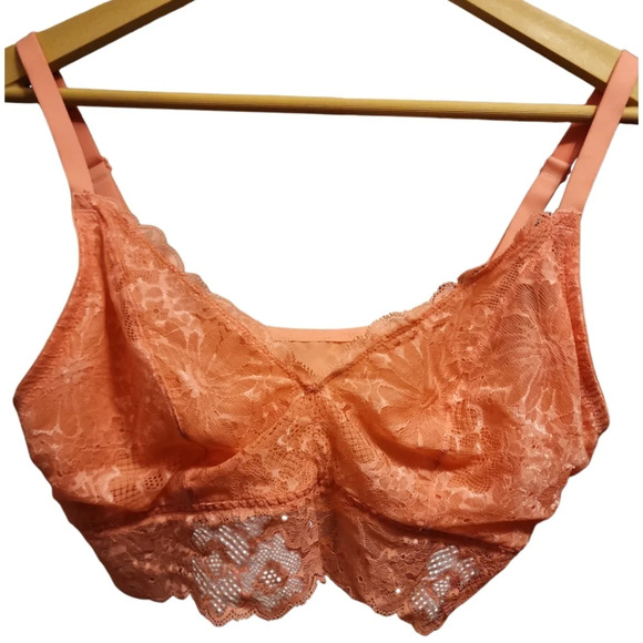 Victorias Secret Sexy Lace Lighly Lined Long Line Bralette Orange XL RN54867 - Picture 1 of 4